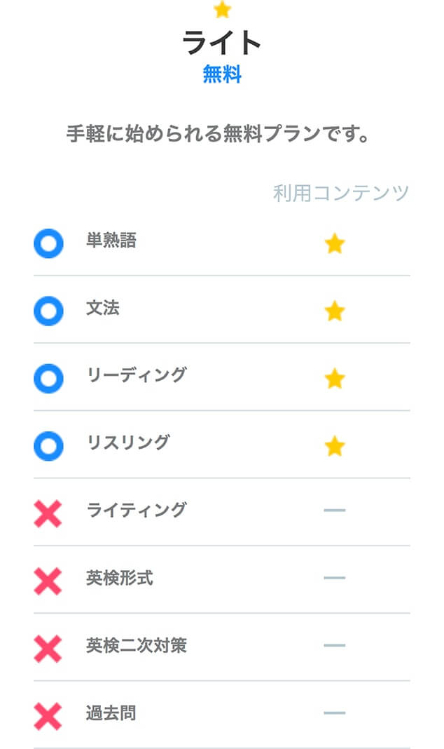 ★ ライト 無料　手軽に始められる無料プランです。